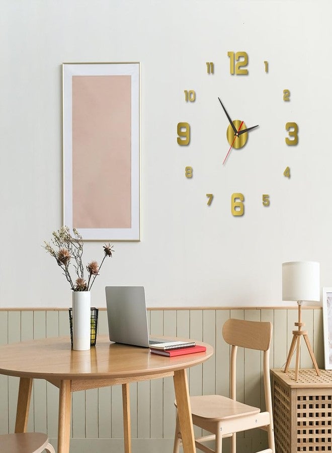 Irishom 3D DIY Luminous Dial Acrylic Frameless Silent Wall Clock with Number Stickers for Living Room Office Bedroom Modern House Decoration (40cm) - Image 2